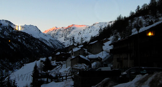 View from the Pensione Perret up Valgrisenche. View from the Pensione Perret up Valgrisenche.