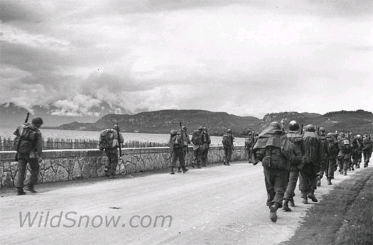 10th Mountain Division soldiers during last days of the war in Italy, next to Lake Garda. 10th Mountain Division soldiers during last days of the war in Italy, next to Lake Garda.