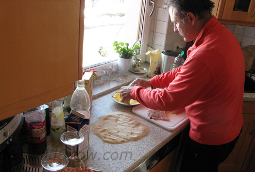 Preparing wiener schnitzel Preparing wiener schnitzel