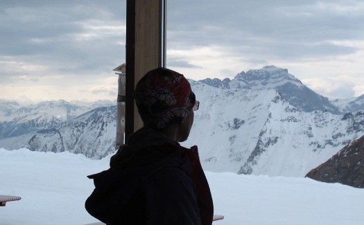 Pizol Hutte window looking southeasterly. Pizol Hutte window looking southeasterly.