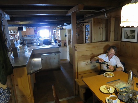 Ted in the kitchen stube, the hut has two other dining areas for times when it's crowded. Ted in the kitchen stube, the hut has two other dining areas for times when it's crowded.