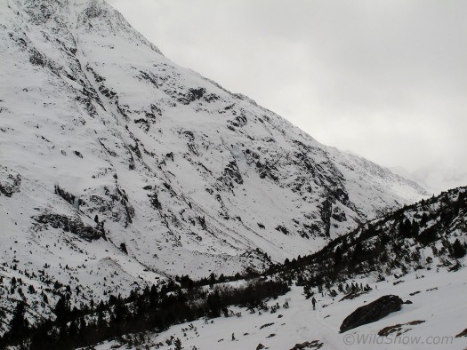 Up the valley.