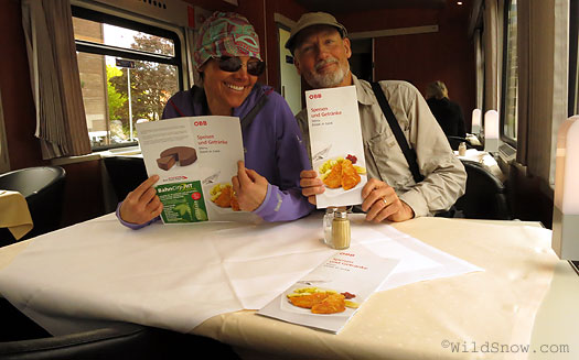 We headed to the dining car We headed to the dining car