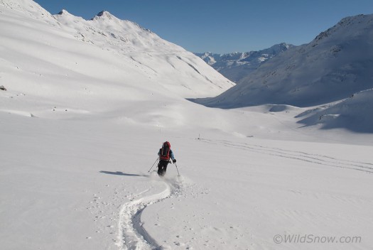 Today, we exited the front door on skis, and continued down this. Today, we exited the front door on skis, and continued down this.