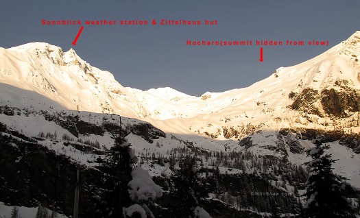 Sonnblick and Hocharn as viewed from Ammererhof berghotel. Sonnblick and Hocharn as viewed from Ammererhof berghotel.