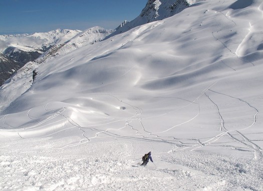Down the semi-piste. Classic European sidecountry. Down the semi-piste. Classic European sidecountry.