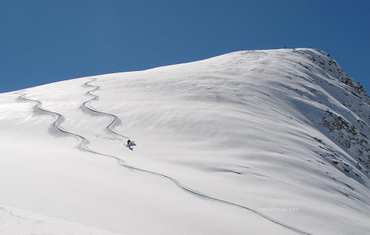 First stop, Riffler, 3,231 meters. Early locals stole the first tracks. First stop, Riffler, 3,231 meters. On the way up I the early locals.