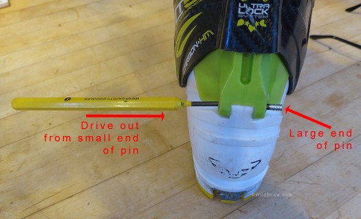 The pin is driven out by pin punching from the smaller side. The pin is driven out by pin punching from the smaller side.