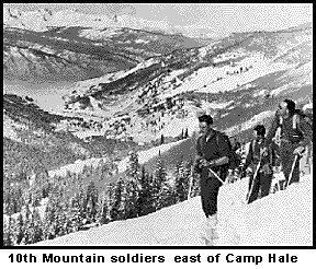 10th Mountain soldiers backcountry skiing at Camp Hale, 1943. 10th Mountain soldiers backcountry skiing at Camp Hale, 1943.