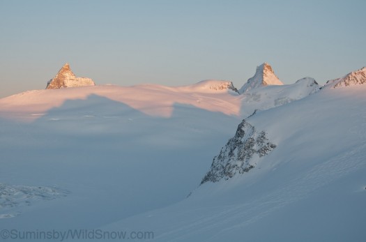 Looking west towards the Matterhorn (on left) from Bertol Hut