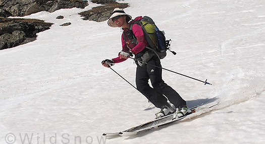 Backcountry skiing with Smartwool top. Backcountry skiing with Smartwool top.