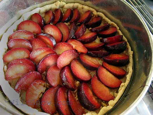 Arrange plums on shell. Arrange plums on shell.