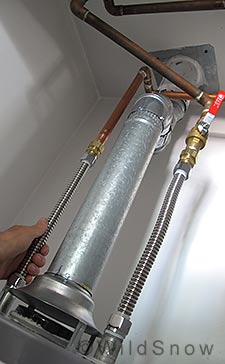 Water heater for backcountry skiing showers. Water heater for backcountry skiing showers.