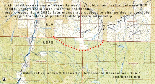 Route to access BLM lands from Prince Creek Road Route to access BLM lands from Prince Creek Road