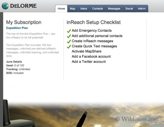 Your subscription is complete if you reach this page. Next step upload Mapshare if you plan on pairing inReach to an iOS or android device. At this point it is possible to add social media capabilities but I chose not to -- no offense to those out there I just don't feel the need to alert everyone where or how lost I am in the world including my 12,000 Twitter followers 11,950 of them I've never met. Your subscription is complete if you reach this page. Next step upload Mapshare if you plan on pairing inReach to an iOS or android device. At this point it is possible to add social media capabilities but I chose not to -- no offense to those out there I just don't feel the need to alert everyone where or how lost I am in the world including my 12,000 Twitter followers 11,950 of them I've never met.