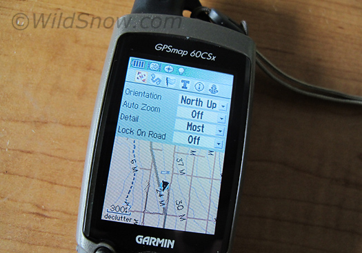 GPS settings for backcountry skiing map work. GPS settings for backcountry skiing map work.