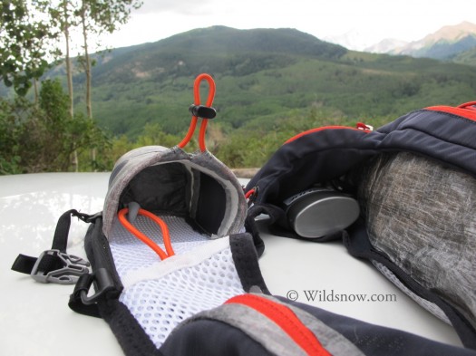 The PB Adventure Vest features a variety of pockets, including a pill pocket for electrolytes, a credit card pocket, and strap pockets intended to fit your SPOT in such a way that you can access the buttons without taking it out. The pack also features two hip pockets with zippers and once you load up the main compartment, two non-zip pockets open up behind the hip-zips. For all you bladder lovers, all the packs are equipped to carry bladders and route hoses. Don’t go running to get rid of your winter backcountry packs though—the PB isn’t set up to carry skis. The PB Adventure Vest features a variety of pockets, including a pill pocket for electrolytes, a credit card pocket, and strap pockets intended to fit your SPOT in such a way that you can access the buttons without taking it out. The pack also features two hip pockets with zippers and once you load up the main compartment, two non-zip pockets open up behind the hip-zips. For all you bladder lovers, all the packs are equipped to carry bladders and route hoses. Don’t go running to get rid of your winter backcountry packs though—the PB isn’t set up to carry skis.