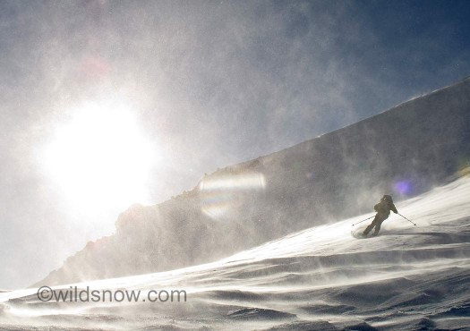 Skiing through the wind down Volcan Nuevo Skiing through the wind down Volcan Nuevo