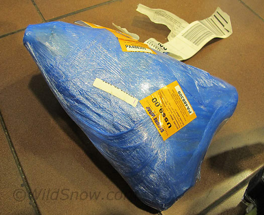 Air canisters wrapped for checked airline baggage. Air canisters wrapped for checked airline baggage.