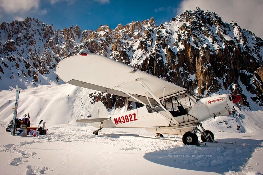 Backcountry skiing with aircraft access in Alaska. Backcountry skiing with aircraft access in Alaska.