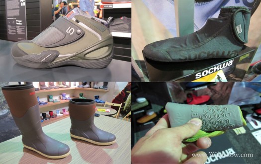 These shoes piqued my interest in many ways. Top left- is 5.10's Diddie featuring a Kevlar lace cover to protect againist chainsaws and a solid steel plate along the entire sole impregnated by their signature sticky rubber. Sockwa showed off their newest sand soccer shoe. Honestly I didn't know that was a sport. Great idea for a hut shoe though. Alaska worthy Xrtratuff's in a new updated neoprene form. These shoes piqued my interest in many ways. Top left- is 5.10's Diddie featuring a Kevlar lace cover to protect againist chainsaws and a solid steel plate along the entire sole impregnated by their signature sticky rubber. Sockwa showed off their newest sand soccer shoe. Honestly I didn't know that was a sport. Great idea for a hut shoe though. Alaska worthy Xrtratuff's in a new updated neoprene form.