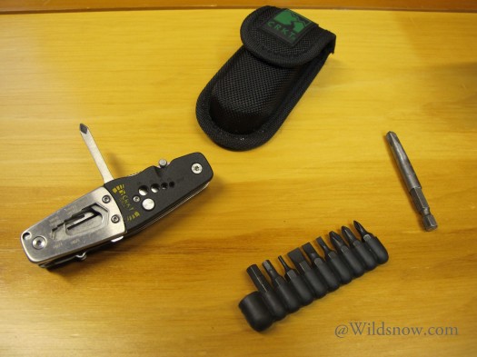 The ultimate backcountry skiers tool? The CRKT Tool basking in glory. Weights respectively are: Tool alone - 150grams or 5.3 oz Tool & driver bits - 212grams or 7.5 oz The ultimate backcountry skiers tool? The CRKT Tool basking in glory. Weights respectively are tool alone - 150 grams or 5.3 oz Tool & driver bits - 212grams or 7.5 oz