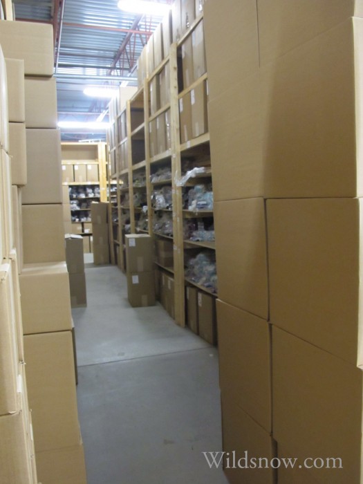 Ceiling to floor with boxes of socks. This mega order is headed to REI locations nationwide for the holidays. Ceiling to floor with boxes of socks. This mega order is headed to REI locations nationwide for the holidays.