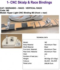 M2 CNC backcountry skiing binding by Maurelli. M2 CNC backcountry skiing binding by Maurelli.