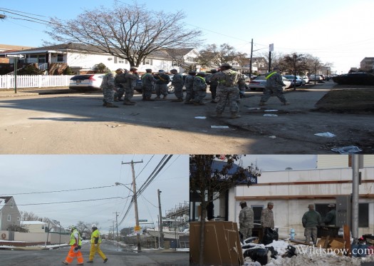 Help poured in from all members of the military; Marines, Navy, Coast Gaurd, Army, and National Guard. Electrical crews from every state either convoyed to effected communities or were flown in on C-130s they all continue to work non-stop to get communities connected back to the power grid. Help poured in from all members of the military; Marines, Navy, Coast Gaurd, Army, and National Guard. Electrical crews from every state either convoyed to effected communities or were flown in on C-130s they all continue to work non-stop to get communities connected back to the power grid.