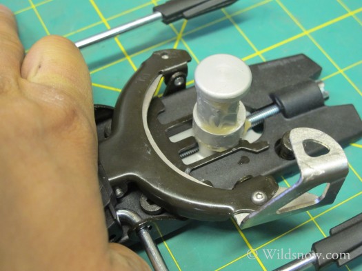 Maruelli heelpiece installed on brake. 