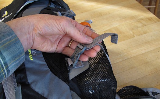 Side straps will work fine for A-frame ski carry.