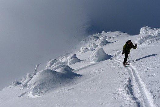 Michael caught this one of me heading up Ymir. The surreal landscape up there is stunning.