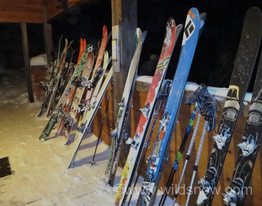 Lined up and ready to go at this ski touring lodge in Canada. Lined up and ready to go at this ski touring lodge in Canada.