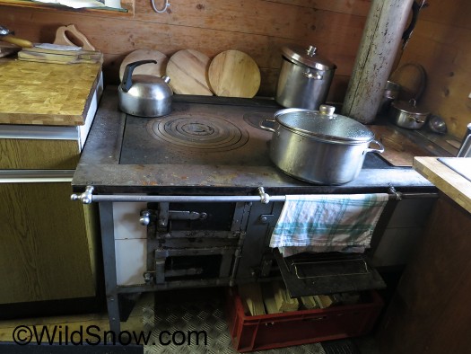 The cooking is all done on this wood fired stove. The cooking is all done on this wood fired stove.