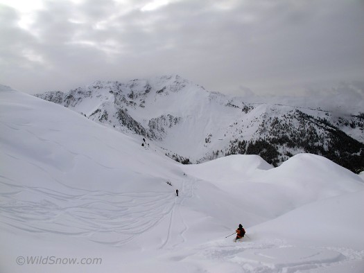 Skiing down Skiing down