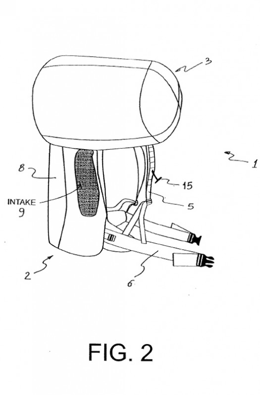 Another drawing from the patent, this one showing more the backpack. Another drawing from the patent, this one showing more the backpack.