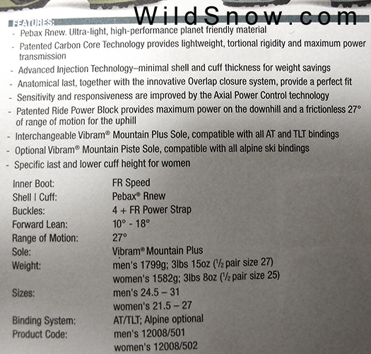 Catalog specs for Scarpa Freedom backcountry skiing freeride touring boot. Catalog specs for Scarpa Freedom backcountry skiing freeride touring boot.