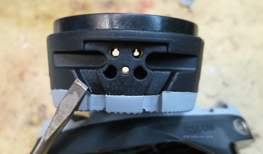 Rear sole pad block with tech fitting not installed. The block is first installed to the boot. Rear sole pad block with tech fitting not installed. The block is first installed to the boot.