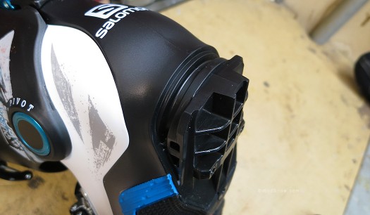 Heel of Quest shell before installing sole pad block. Heel of Quest shell before installing sole pad block.