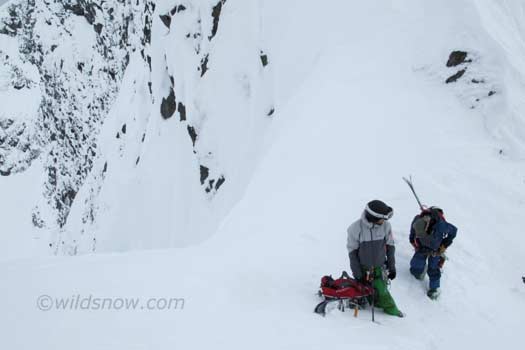 Hanging out at the top of the Coulior, in increasingly flat light. Hanging out at the top of the Couloir, in increasingly flat light.