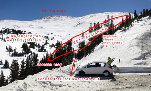 View south from parking at Sheep Creek, Loveland Pass. View south from parking at Sheep Creek, Loveland Pass.