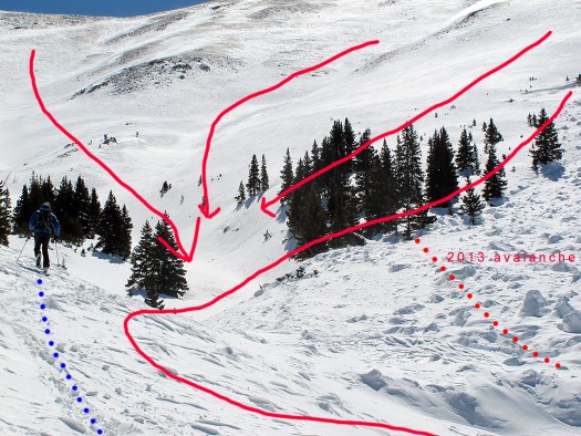 Touring up the safe route. Touring up the safe route.