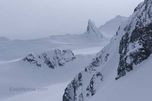 The beautiful pinnacle run we spied, with another seductive peak behind it. The beautiful pinnacle run we spied, with another seductive peak behind it.