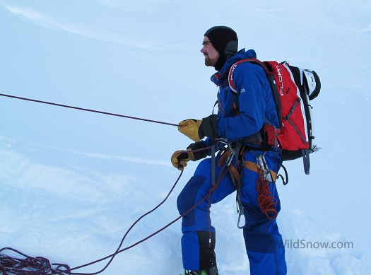 Belaying in the ME shell gear. Belaying in the ME shell gear.