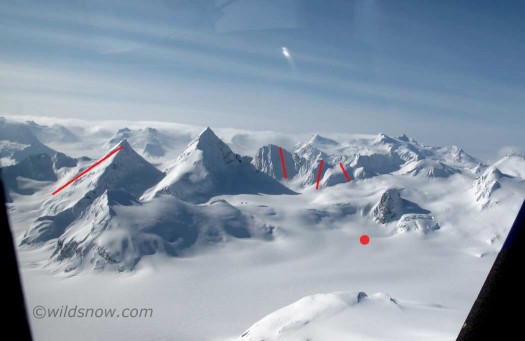 Camp is the dot, lines mark what we've skied so far. Camp is the dot, lines mark what we've skied so far.