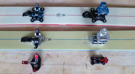 Plum backcountry skiing binding lineup. Plum backcountry skiing binding lineup.