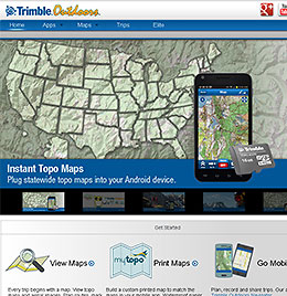 Trimble Outdoors website homescreen. Trimble Outdoors website homescreen.