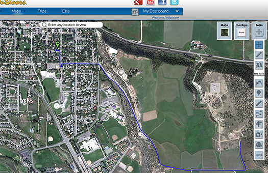Trimble in route drawing mode, using Google sat view. Trimble in route drawing mode, using Google sat view.