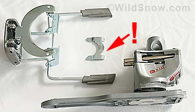 Dynafit binding brake parts prior to 2013, when brake was made non-removable. Dynafit binding brake parts prior to 2013, when brake was made non-removable.