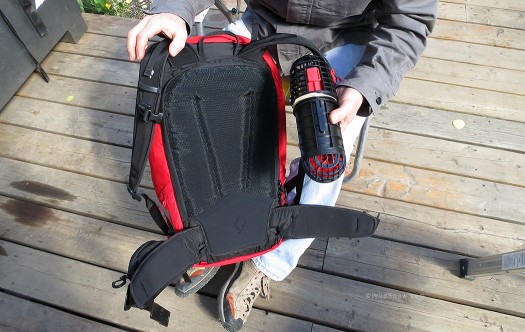 Halo 28 backpack is a panel loader, shown here with a sample of the internal fan enclosure. Halo 28 backpack is a panel loader, shown here with a sample of the internal fan enclosure.